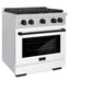 ZLINE Autograph Edition 30 in. 4.2 cu. ft. Paramount Gas Range with 4 Burner Cooktop and Convection Gas Oven in Satin Stainless Steel with White Matte Door and Matte Black Accents, Open Box-Great Condition