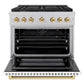 ZLINE Autograph Edition 36 in. 5.2 cu. ft. Paramount Gas Range with 6 Burner Cooktop and Convection Gas Oven in Satin Stainless Steel with White Matte Door and Polished Gold Accents, Open Box-Good Condition