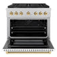 ZLINE Autograph Edition 36 in. 5.2 cu. ft. Paramount Gas Range with 6 Burner Cooktop and Convection Gas Oven in Satin Stainless Steel with White Matte Door and Polished Gold Accents, Open Box-Great Condition