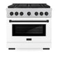 ZLINE Autograph Edition 36 in. 5.2 cu. ft. Paramount Gas Range with 6 Burner Cooktop and Convection Gas Oven in Satin Stainless Steel with White Matte Door and Matte Black Accents, Open Box-Good Condition