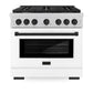 ZLINE Autograph Edition 36 in. 5.2 cu. ft. Paramount Gas Range with 6 Burner Cooktop and Convection Gas Oven in Satin Stainless Steel with White Matte Door and Matte Black Accents, Open Box-Great Condition