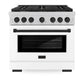 ZLINE Autograph Edition 36 in. 5.2 cu. ft. Paramount Gas Range with 6 Burner Cooktop and Convection Gas Oven in Satin Stainless Steel with White Matte Door and Matte Black Accents, Open Box-Great Condition