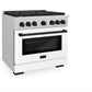 ZLINE Autograph Edition 36 in. 5.2 cu. ft. Paramount Gas Range with 6 Burner Cooktop and Convection Gas Oven in Satin Stainless Steel with White Matte Door and Matte Black Accents, Open Box-Great Condition