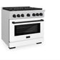 ZLINE Autograph Edition 36 in. 5.2 cu. ft. Paramount Gas Range with 6 Burner Cooktop and Convection Gas Oven in Satin Stainless Steel with White Matte Door and Matte Black Accents, Open Box-Great Condition