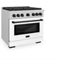 ZLINE Autograph Edition 36 in. 5.2 cu. ft. Paramount Gas Range with 6 Burner Cooktop and Convection Gas Oven in Satin Stainless Steel with White Matte Door and Matte Black Accents, Open Box-Good Condition