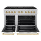 ZLINE Autograph Edition 48 in. 6.7 cu. ft. Paramount Double Oven Gas Range with 8 Burner Cooktop in Satin Stainless Steel with White Matte Doors and Champagne Bronze Accents, Open Box-Good Condition