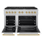 ZLINE Autograph Edition 48 in. 6.7 cu. ft. Paramount Double Oven Gas Range with 8 Burner Cooktop in Satin Stainless Steel with White Matte Doors and Champagne Bronze Accents, Open Box-Great Condition