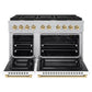 ZLINE Autograph Edition 48 in. 6.7 cu. ft. Paramount Double Oven Gas Range with 8 Burner Cooktop in Satin Stainless Steel with White Matte Doors and Polished Gold Accents, Open Box-Great Condition