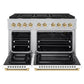 ZLINE Autograph Edition 48 in. 6.7 cu. ft. Paramount Double Oven Gas Range with 8 Burner Cooktop in Satin Stainless Steel with White Matte Doors and Polished Gold Accents, Open Box-Great Condition