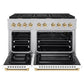 ZLINE Autograph Edition 48 in. 6.7 cu. ft. Paramount Double Oven Gas Range with 8 Burner Cooktop in Satin Stainless Steel with White Matte Doors and Polished Gold Accents, Open Box-Good Condition