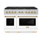 ZLINE Autograph Edition 48 in. 6.7 cu. ft. Paramount Double Oven Gas Range with 8 Burner Cooktop in Satin Stainless Steel with White Matte Doors and Polished Gold Accents, Open Box-Great Condition