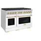 ZLINE Autograph Edition 48 in. 6.7 cu. ft. Paramount Double Oven Gas Range with 8 Burner Cooktop in Satin Stainless Steel with White Matte Doors and Polished Gold Accents, Open Box-Great Condition