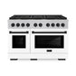 ZLINE Autograph Edition 48 in. 6.7 cu. ft. Paramount Double Oven Gas Range with 8 Burner Cooktop in Satin Stainless Steel with White Matte Doors and Matte Black Accents, Open Box-Great Condition