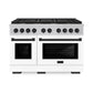 ZLINE Autograph Edition 48 in. 6.7 cu. ft. Paramount Double Oven Gas Range with 8 Burner Cooktop in Satin Stainless Steel with White Matte Doors and Matte Black Accents, Open Box-Great Condition