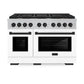 ZLINE Autograph Edition 48 in. 6.7 cu. ft. Paramount Double Oven Gas Range with 8 Burner Cooktop in Satin Stainless Steel with White Matte Doors and Matte Black Accents, Open Box-Great Condition