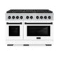 ZLINE Autograph Edition 48 in. 6.7 cu. ft. Paramount Double Oven Gas Range with 8 Burner Cooktop in Satin Stainless Steel with White Matte Doors and Matte Black Accents, Open Box-Great Condition