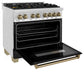 ZLINE Autograph Edition 36 in. 4.6 cu. ft. Legacy Dual Fuel Range with 6 Burner Gas Cooktop and Electric Convection Oven in Stainless Steel with Black Matte Door and Champagne Bronze Accents, Open Box-Great Condition