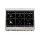 ZLINE Autograph Edition 36 in. 4.6 cu. ft. Legacy Dual Fuel Range with 6 Burner Gas Cooktop and Electric Convection Oven in Stainless Steel with Black Matte Door and Champagne Bronze Accents, Open Box-Good Condition