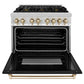 ZLINE Autograph Edition 36 in. 4.6 cu. ft. Legacy Dual Fuel Range with 6 Burner Gas Cooktop and Electric Convection Oven in Stainless Steel with Black Matte Door and Polished Gold Accents, Open Box-Good Condition