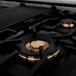ZLINE Autograph Edition 48 in. 6.0 cu. ft. Legacy Dual Fuel Range with 7 Burner Gas Cooktop and 2 Electric Ovens in Stainless Steel with Black Matte Doors and Champagne Bronze Accents, Open Box-Good Condition