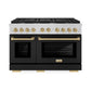 ZLINE Autograph Edition 48 in. 6.7 cu. ft. Paramount Double Oven Dual Fuel Range with 8 Burner Gas Cooktop in Stainless Steel with Black Matte Doors and Champagne Bronze Accents, Open Box-Great Condition