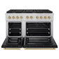 ZLINE Autograph Edition 48 in. 6.7 cu. ft. Paramount Double Oven Dual Fuel Range with 8 Burner Gas Cooktop in Stainless Steel with Black Matte Doors and Champagne Bronze Accents, Open Box-Great Condition