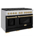 ZLINE Autograph Edition 48 in. 6.7 cu. ft. Paramount Double Oven Dual Fuel Range with 8 Burner Gas Cooktop in Stainless Steel with Black Matte Doors and Champagne Bronze Accents, Open Box-Great Condition