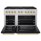 ZLINE Autograph Edition 48 in. 6.7 cu. ft. Paramount Double Oven Dual Fuel Range with 8 Burner Gas Cooktop in Stainless Steel with Black Matte Doors and Polished Gold Accents, Open Box-Great Condition