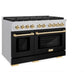 ZLINE Autograph Edition 48 in. 6.7 cu. ft. Paramount Double Oven Dual Fuel Range with 8 Burner Gas Cooktop in Stainless Steel with Black Matte Doors and Polished Gold Accents, Open Box-Great Condition