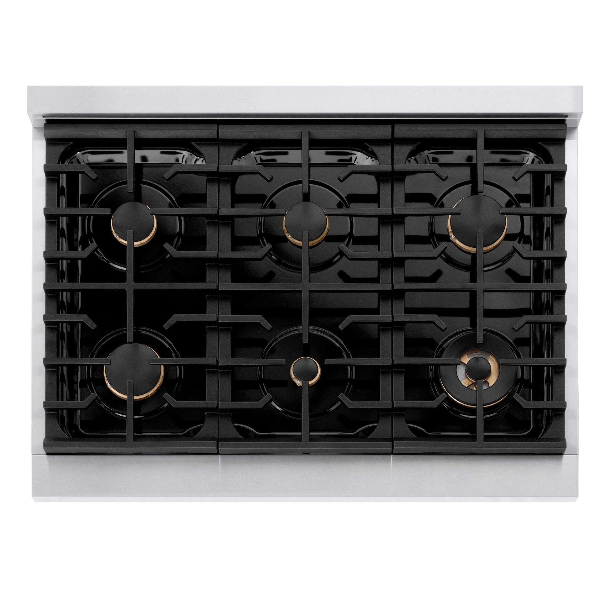 ZLINE Autograph Edition 36 in. 5.2 cu. ft. Paramount Gas Range with 6 Burner Cooktop and Convection Gas Oven in Stainless Steel with Black Matte Door and Polished Gold Accents, Open Box-Great Condition