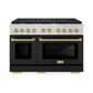 ZLINE Autograph Edition 48 in. 6.7 cu. ft. Paramount Double Oven Gas Range with 8 Burner Cooktop in Stainless Steel with Black Matte Doors and Champagne Bronze Accents, Open Box-Great Condition
