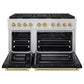 ZLINE Autograph Edition 48 in. 6.7 cu. ft. Paramount Double Oven Gas Range with 8 Burner Cooktop in Stainless Steel with Black Matte Doors and Champagne Bronze Accents, Open Box-Good Condition