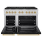 ZLINE Autograph Edition 48 in. 6.7 cu. ft. Paramount Double Oven Gas Range with 8 Burner Cooktop in Stainless Steel with Black Matte Doors and Champagne Bronze Accents, Open Box-Great Condition