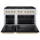 ZLINE Autograph Edition 48 in. 6.7 cu. ft. Paramount Double Oven Gas Range with 8 Burner Cooktop in Stainless Steel with Black Matte Doors and Champagne Bronze Accents, Open Box-Great Condition
