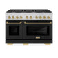ZLINE Autograph Edition 48 in. 6.7 cu. ft. Paramount Double Oven Gas Range with 8 Burner Cooktop in Stainless Steel with Black Matte Doors and Champagne Bronze Accents, Open Box-Great Condition
