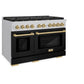 ZLINE Autograph Edition 48 in. 6.7 cu. ft. Paramount Double Oven Gas Range with 8 Burner Cooktop in Stainless Steel with Black Matte Doors and Champagne Bronze Accents, Open Box-Great Condition