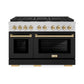 ZLINE Autograph Edition 48 in. 6.7 cu. ft. Paramount Double Oven Gas Range with 8 Burner Cooktop in Stainless Steel with Black Matte Doors and Polished Gold Accents, Open Box-Great Condition