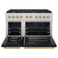 ZLINE Autograph Edition 48 in. 6.7 cu. ft. Paramount Double Oven Gas Range with 8 Burner Cooktop in Stainless Steel with Black Matte Doors and Polished Gold Accents, Open Box-Great Condition