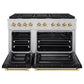 ZLINE Autograph Edition 48 in. 6.7 cu. ft. Paramount Double Oven Gas Range with 8 Burner Cooktop in Stainless Steel with Black Matte Doors and Polished Gold Accents, Open Box-Good Condition