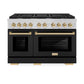 ZLINE Autograph Edition 48 in. 6.7 cu. ft. Paramount Double Oven Gas Range with 8 Burner Cooktop in Stainless Steel with Black Matte Doors and Polished Gold Accents, Open Box-Great Condition