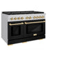 ZLINE Autograph Edition 48 in. 6.7 cu. ft. Paramount Double Oven Gas Range with 8 Burner Cooktop in Stainless Steel with Black Matte Doors and Polished Gold Accents, Open Box-Great Condition