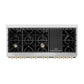 ZLINE Autograph Edition 60 in. 7.4 cu. ft. Legacy Dual Fuel Range with 9 Burner Gas Cooktop and 2 Electric Convection Ovens in Stainless Steel and Polished Gold Accents, Open Box-Good Condition