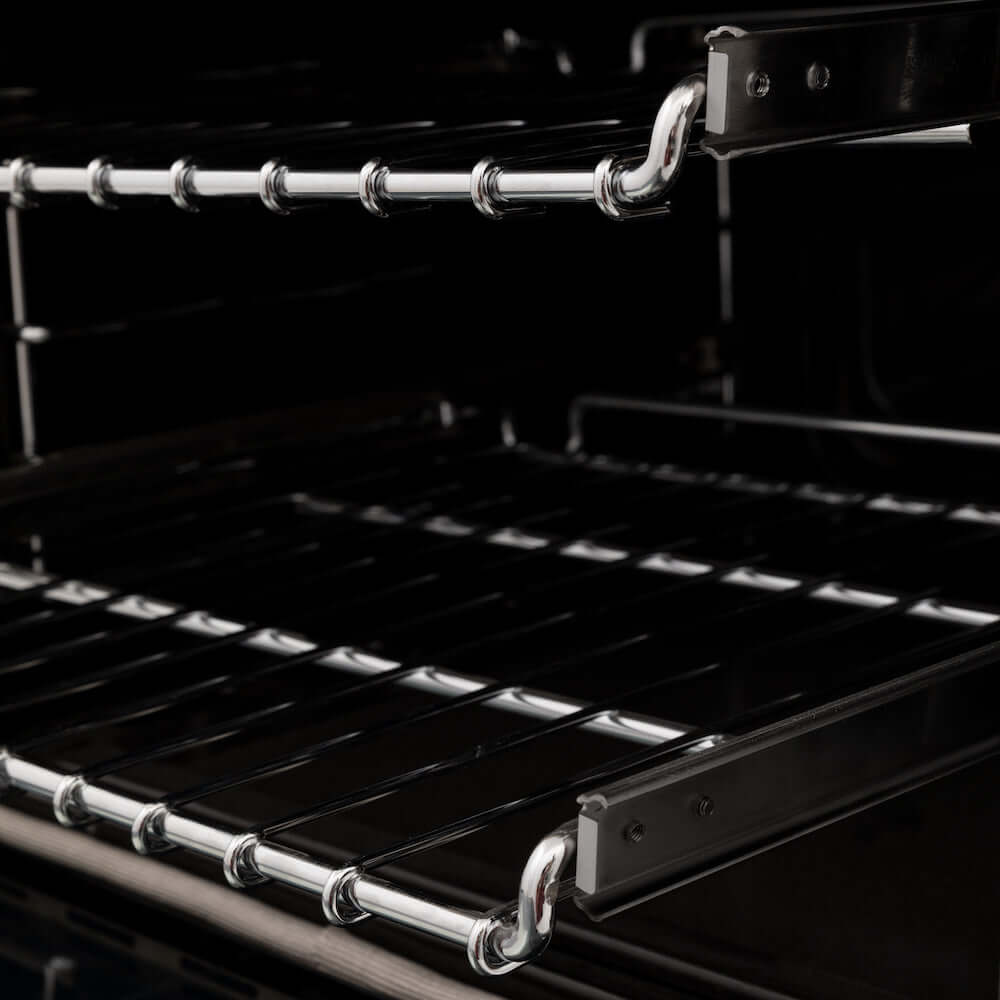 ZLINE Autograph Edition 60 in. 7.4 cu. ft. Legacy Dual Fuel Range with 9 Burner Gas Cooktop and 2 Electric Convection Ovens in Stainless Steel and Matte Black Accents (RAZ-60-MB) adjustable racks.