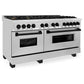 ZLINE Autograph Edition 60 in. 7.4 cu. ft. Legacy Dual Fuel Range with 9 Burner Gas Cooktop and 2 Electric Convection Ovens in Stainless Steel and Matte Black Accents, Open Box-Great Condition