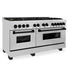 ZLINE Autograph Edition 60 in. 7.4 cu. ft. Legacy Dual Fuel Range with 9 Burner Gas Cooktop and 2 Electric Convection Ovens in Stainless Steel and Matte Black Accents, Open Box-Good Condition