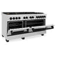 ZLINE Autograph Edition 60 in. 7.4 cu. ft. Legacy Dual Fuel Range with 9 Burner Gas Cooktop and 2 Electric Convection Ovens in Stainless Steel and Matte Black Accents, Open Box-Good Condition
