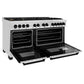 ZLINE Autograph Edition 60 in. 7.4 cu. ft. Legacy Dual Fuel Range with 9 Burner Gas Cooktop and 2 Electric Convection Ovens in Stainless Steel and Matte Black Accents, Open Box-Good Condition