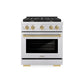 ZLINE Autograph Edition 30 in. 4.2 cu. ft. Paramount Dual Fuel Range with 4 Burner Gas Cooktop and Electric Convection Oven in Stainless Steel with Champagne Bronze Accents, Open Box-Great Condition