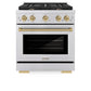 ZLINE Autograph Edition 30 in. 4.2 cu. ft. Paramount Dual Fuel Range with 4 Burner Gas Cooktop and Electric Convection Oven in Stainless Steel with Champagne Bronze Accents, Open Box-Great Condition