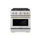 ZLINE Autograph Edition 30 in. 4.2 cu. ft. Paramount Dual Fuel Range with 4 Burner Gas Cooktop and Electric Convection Oven in Stainless Steel with Polished Gold Accents, Open Box-Great Condition